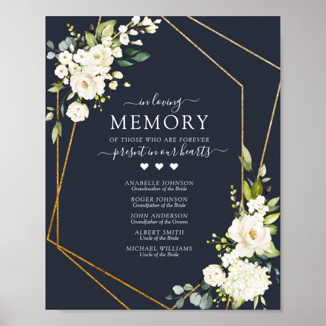 Kupfergeometrisch blaue weiße Blüte im Speicherzei Poster (Vorne)