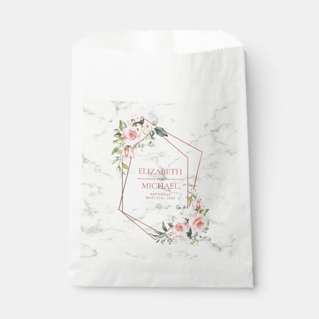 KUPFERGEOMETRISCHER MARMORPINK FLORAL GESCHENKTÜTCHEN (Vorderseite)