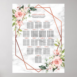Kupfergeometrisches Marmor Rosa Blumengesteck Poster