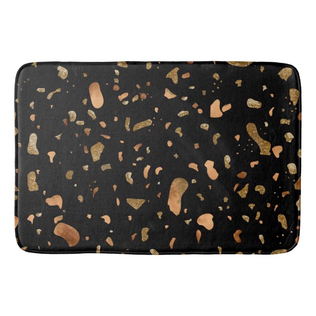 Kupfergold auf dem schwarzen Terrazzo-Stein Badematte (Vorderseite)