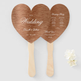Kupferherz Elegantes White Script Hochzeitsprogram Fächer