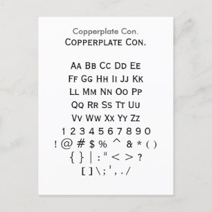 Kupferkon. - Zazzle-Schriftart-Musterblatt Postkarte