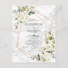 Kupfermarble Geometric Floral Postcard Wedding Ankündigungspostkarte