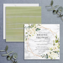 Kupfermarmor Geometrisches weißes, blumenquadratis Einladung