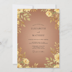 Kupferne Bernstein-Blatt-Hochzeit Einladung
