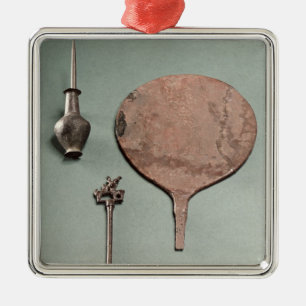 Kupferne Haarnadel, Collyriumstange mit Topf und Ornament Aus Metall