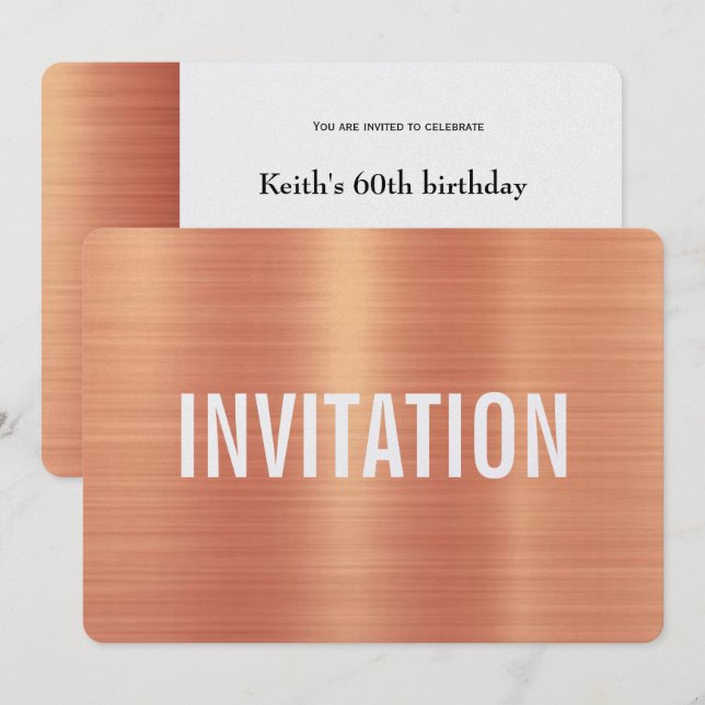 Kupferne Party Einladung der Art-| (Vorne/Hinten)