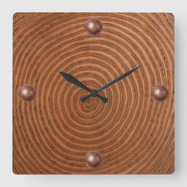 Kupferne Spirale Quadratische Wanduhr (Vorderseite)