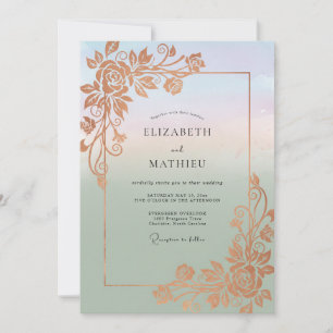 Kupferne Weinreben-Mint-Hochzeit Einladung