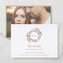 Kupferner botanischer Kranz Hochzeit Save The Date