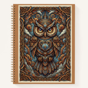 Kupferner Industrie-Steampunk-Mechanischer-Eulen-J Notizbuch