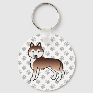 Kupferner Siberian Husky Cartoon Hund & Pfoten Sch Schlüsselanhänger