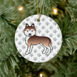 Kupferner Siberian Husky Süßer Cartoon-Hund Keramik Ornament