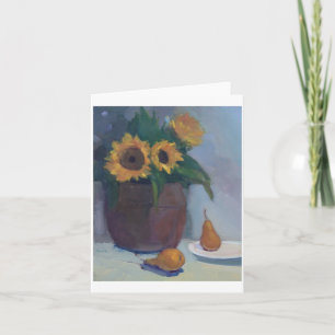 Kupferner Topf Sonnenblumen und Birnen - Karte