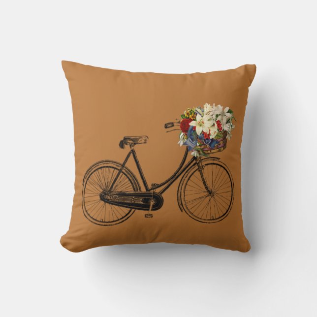 Kupfernes Pennyfahrrad-Blume Throwkissen Kissen (Vorderseite)