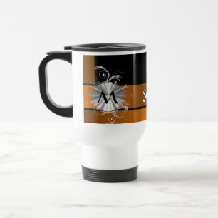 Kupfernes und schwarzes Monogramm Reisebecher