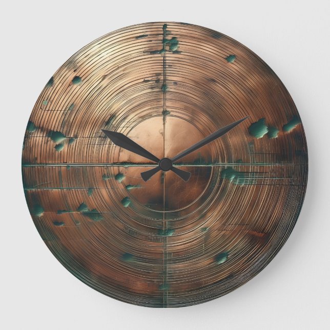 Kupferpatina Große Wanduhr (Vorderseite)