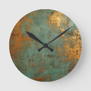 Kupferpatina Rustikal Runde Wanduhr