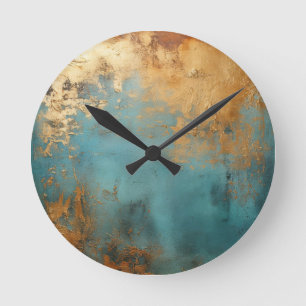 Kupferpatina Rustikal Runde Wanduhr