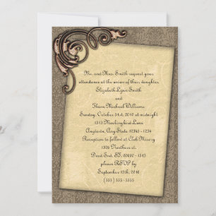 Kupferrolle Elegante Steampunk-Hochzeitseinladung Einladung