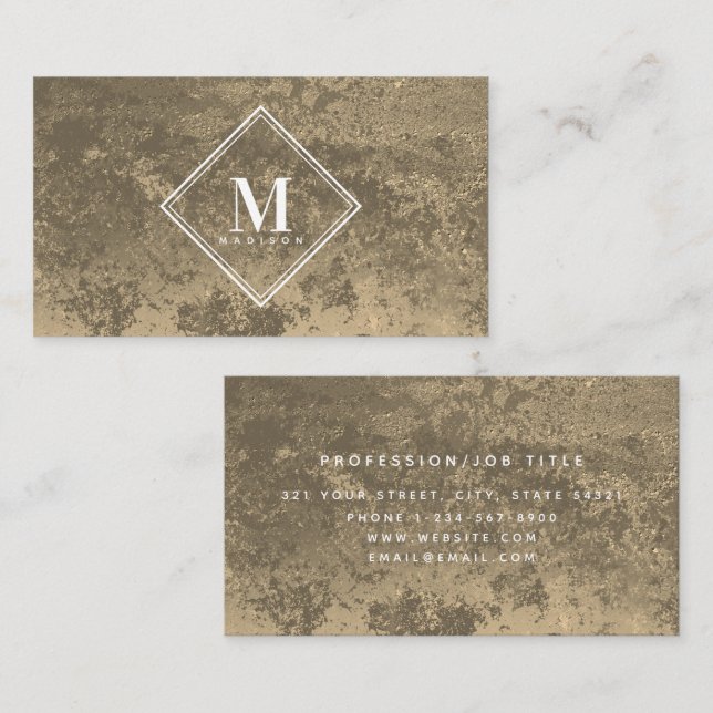 Kupferrost Metallic Textur Monogramm erste Visitenkarte (Vorne/Hinten)