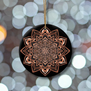 Kupferschneeflocke auf Schwarzer Keramik Ornament