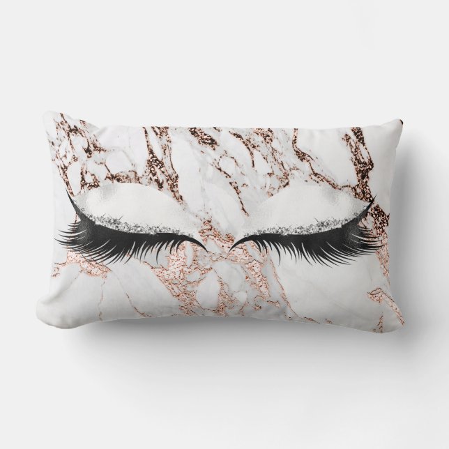 Kupfersilber Glitzer Augen Makeup Marmorstein Lendenkissen (Vorderseite)