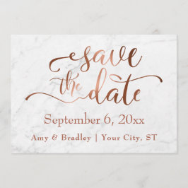 Kupferskript & White Marble Wedding Speichern Sie  Save The Date