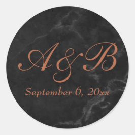 Kupferskriptinitialen und Datum mit Imitaten Schwa Runder Aufkleber