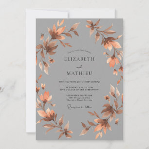 Kupfertafel-Blatt-Hochzeit Einladung