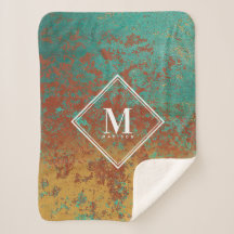 Kupfertürkis-Metallic-Textur Monogramm