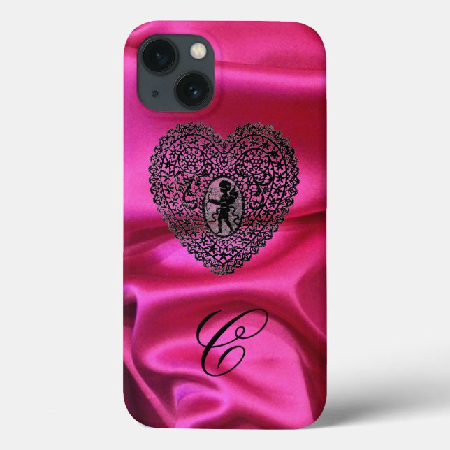 KUPFLICHTIGE LEBERHERZSILK-PINK KLEINES MONOGRAMM, Case-Mate iPhone HÜLLE (Rückseite)