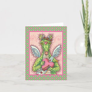 KUPID DRAGON, HERZ UND ARROS FANTASY VALENTINE FEIERTAGSKARTE
