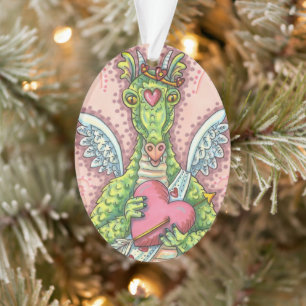 KUPID DRAGON, HERZ UND ARROS FANTASY VALENTINE ORNAMENT
