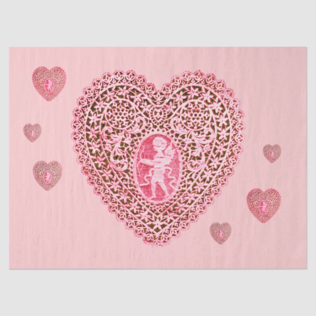 KUPID LACE HEART Pink Red Valentinstag Seidenpapier (Vorderseite)