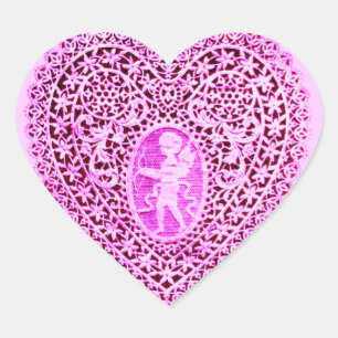KUPID LACE HERZ, Pink Violett Schwarz Herz-Aufkleber