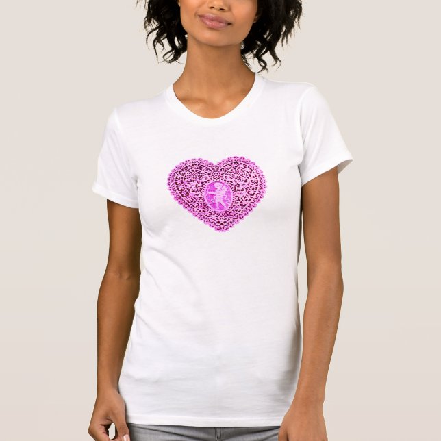 KUPID LACE HERZ, Pink Violett T-Shirt (Vorderseite)