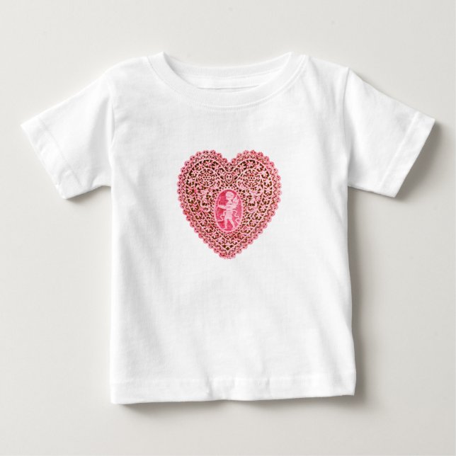 KUPID LACE HERZ, rosa rot Baby T-shirt (Vorderseite)