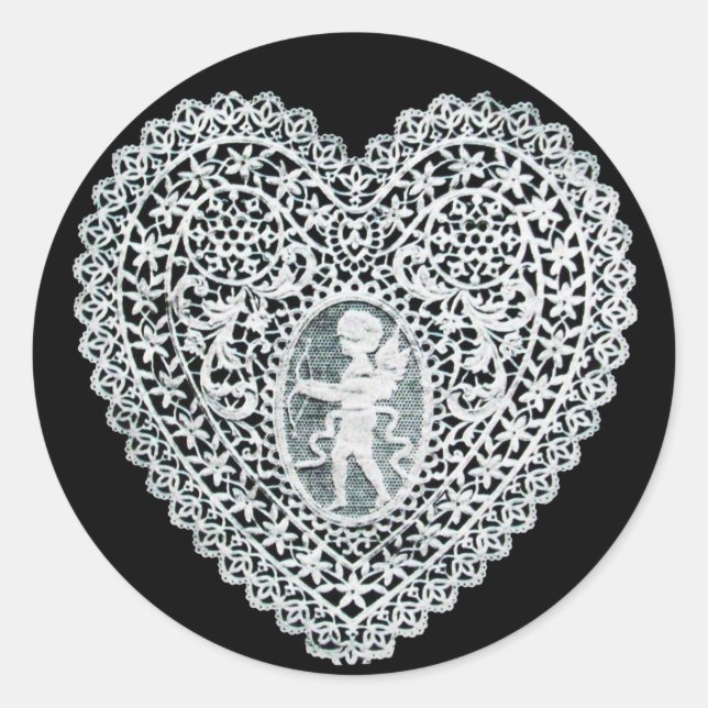 KUPID LACE HERZ RUNDER AUFKLEBER (Vorderseite)
