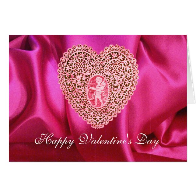 KUPID LACE HERZ SILK FUCHSIA CLOTH, Pink Red (Vorderseite (Horizontal))