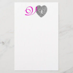 KUPID LACE HERZMONOGRAMM, rosa Fuchsie Briefpapier