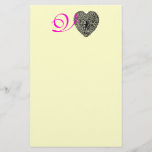 KUPID LACE HERZMONOGRAMM, rosa Fuchsie Briefpapier