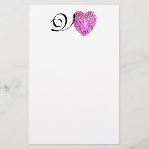 KUPID LACE HERZMONOGRAMM, rosa Fuchsie Briefpapier