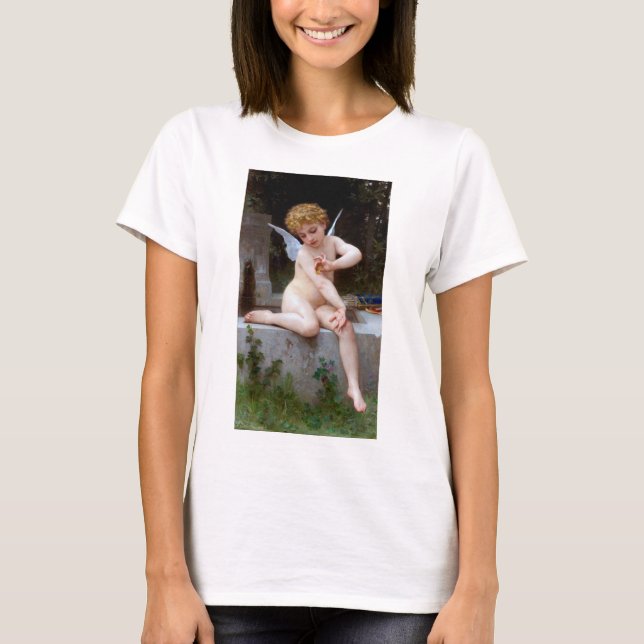 Kupid mit Schmetterling, Bouguereau T-Shirt (Vorderseite)