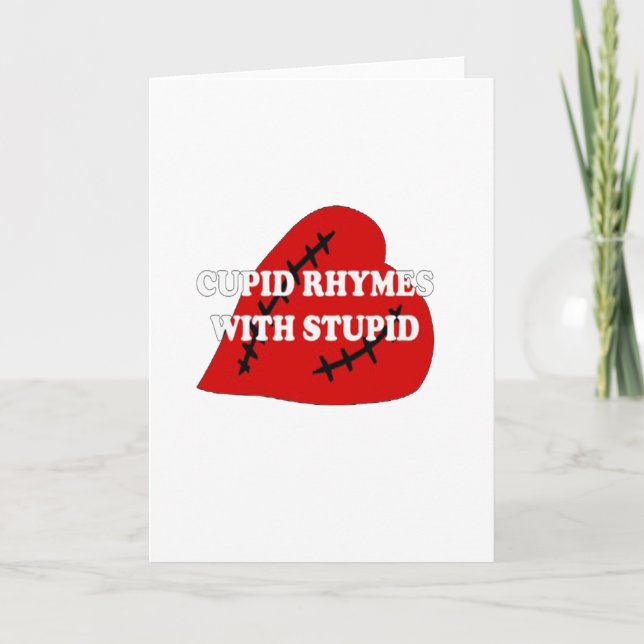 Kupiden Rymnen mit Dummkopf Feiertagskarte (Vorderseite)