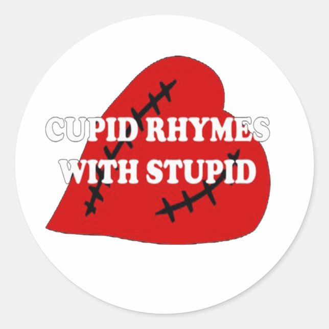 Kupiden Rymnen mit Dummkopf Runder Aufkleber (Vorderseite)