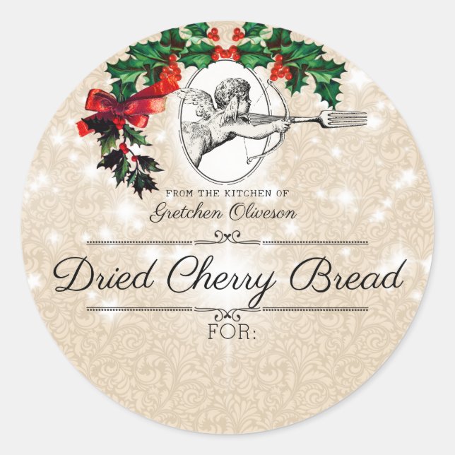 Kupiden Weihnachtskekse backen personalisiert Runder Aufkleber (Vorderseite)