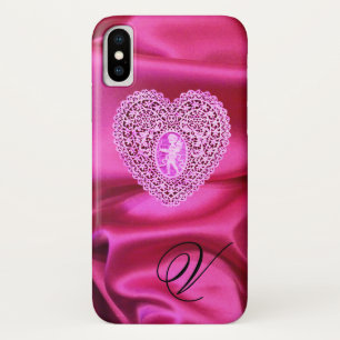 KUPPELLEICHT HERZSILK PINK FUCHSIA CLOTH MONOGRAMM iPhone X HÜLLE