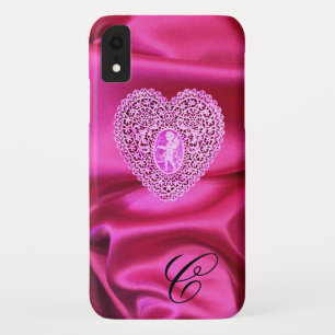 KUPPELLEICHT HERZSILK PINK FUCHSIA CLOTH MONOGRAMM Case-Mate iPhone HÜLLE