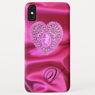 KUPPELLEICHT HERZSILK PINK FUCHSIA CLOTH MONOGRAMM Case-Mate iPhone HÜLLE
